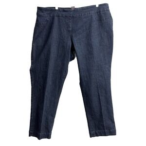 Slim Sation Straight Leg crop Jeans Blue Pull On Stretch Slimming plus Sz 22W